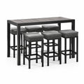 Aluminium Bartisch-Set mit Polyrattan und Hockern