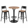 Bartisch-Set rund Metall und Holz 3-teilig