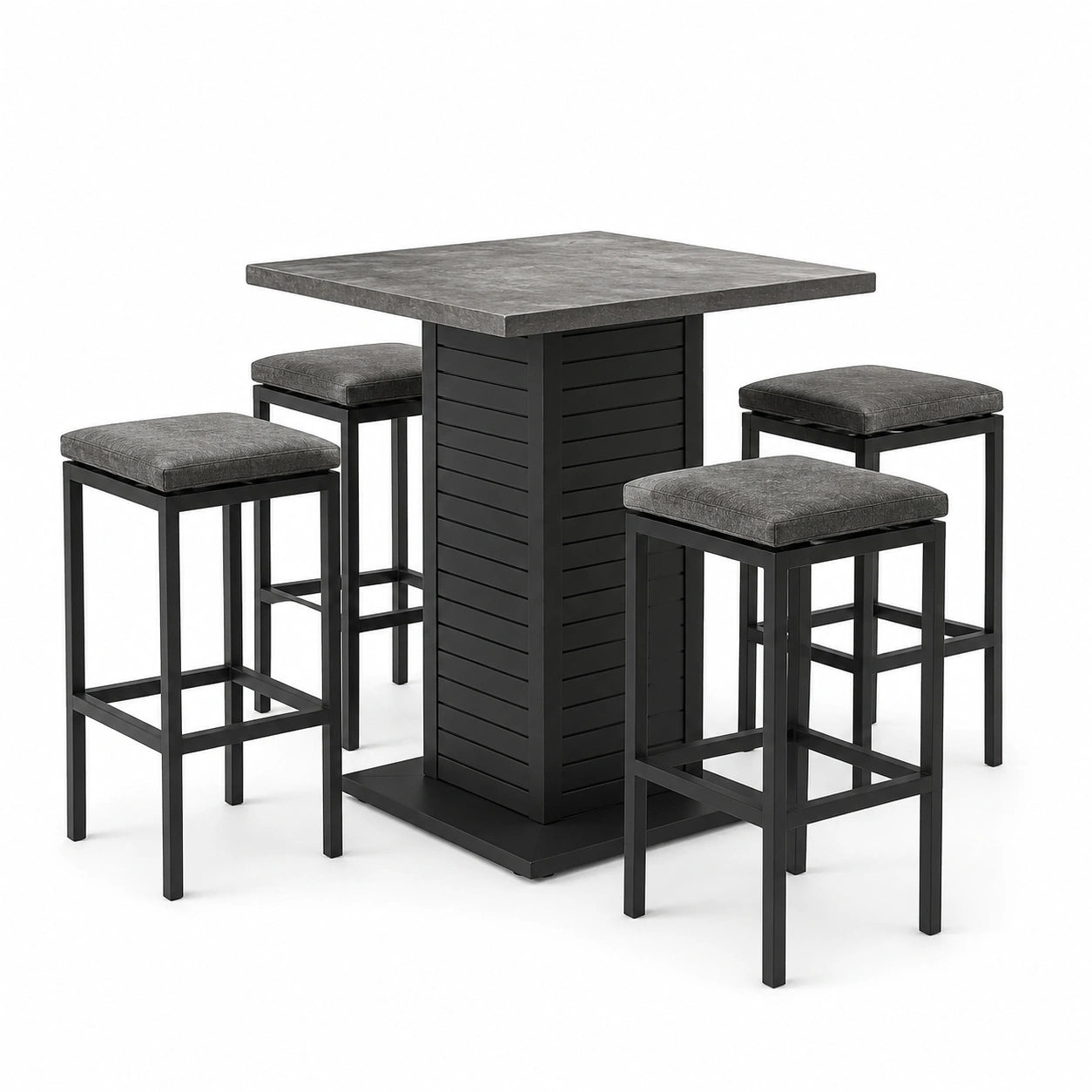 Quadratisches Bartisch-Set aus Metall und Stoff 100x100 cm