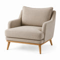 Polstersessel aus Leinen Beige mit Holzbeinen