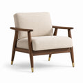 Sessel aus Walnussholz mit Bouclé-Stoff Beige