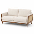 2-Sitzer Sofa aus Holz und Polyester Stoff Beige