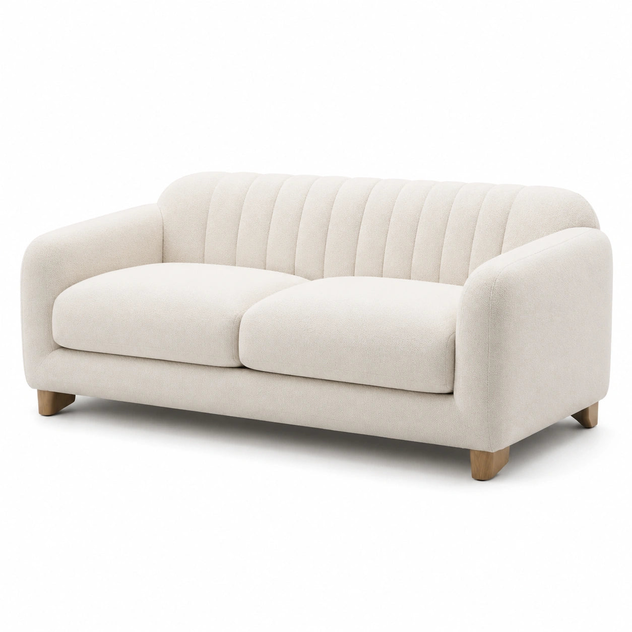 2-Sitzer Sofa Stoff Holz Beige