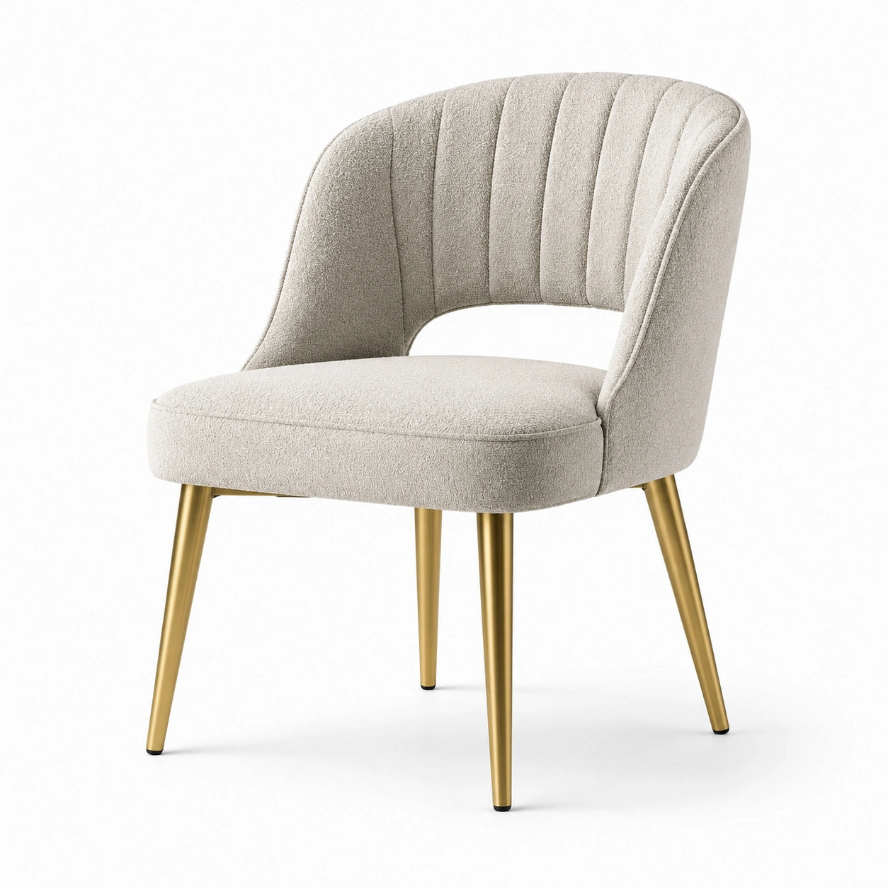 Stoff Esszimmerstuhl mit Metallbeinen Beige