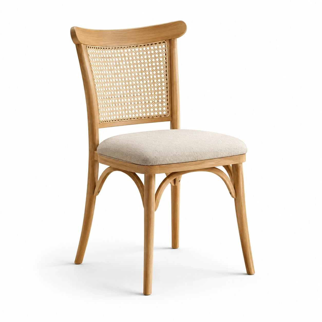 Essstuhl Holz Rattan Beige