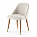 Esszimmerstuhl Stoff mit Holzbeinen, Beige
