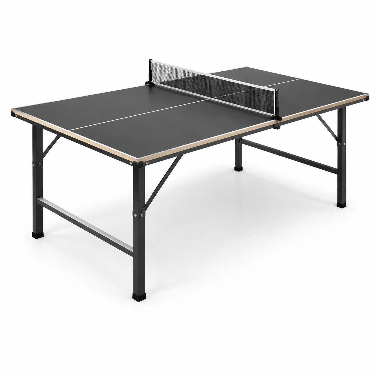 Stół do tenisa stołowego z metalu i MDF 274x152.5x76 cm czarny