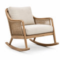 Teakholz Schaukelstuhl mit Seilgeflecht und Polyesterpolsterung in Beige